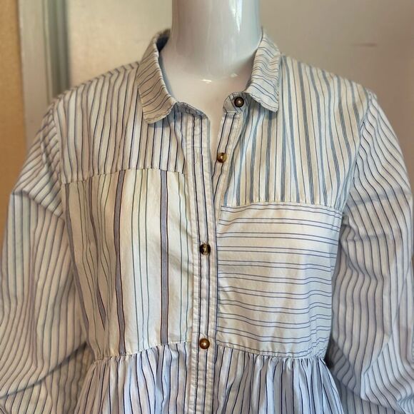 HOLDING HORSES ANTHROPOLOGIE Striped Buttons Down 3/4 Sleeves Top.Size S - Picture 5 of 15